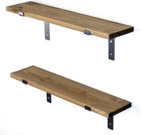 Ράφι Τοίχου Μαύρο / Καρυδί FLAZA 60x14x16