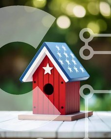 Intra Συλλεκτικό Ξύλινο Παζλ Plywood 4mm - Αμερικανική σημαία πουλιά με πουλιά που αναπαύονται μέσα Σε Ξύλινο Κουτί - Διαστάσεις: 10x10 cm – 25 κομμάτια