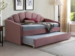 Επενδυμένο καναπές μονό κρεβάτι Bella 90x200 με Βελούδο σε χρώμα Ροζ DIOMMI BELLAV90AR