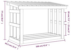 Ραφιέρα Καυσόξυλων Λευκό 108x64,5x77 εκ. από Μασίφ Ξύλο Πεύκου