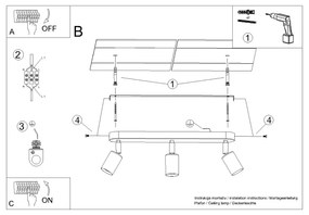 Sollux Φωτιστικό οροφής Fornes 3,ατσάλι,3xE27/60w