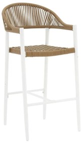 Bar stool Kerr pe rattan natural-leg white aluminum 51x57x110 εκ.