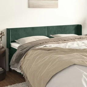 Κεφαλάρι με Πτερύγια Σκούρο Πράσινο 183x16x78/88 εκ. Βελούδινο - Πράσινο