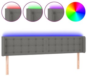 vidaXL Κεφαλάρι Κρεβατιού LED Σκούρο Γκρι 163x16x78/88 εκ. Υφασμάτινο
