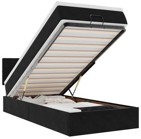 vidaXL Οθωμανικό κρεβάτι με στρώμα Μαύρο 90x200cm Velvet