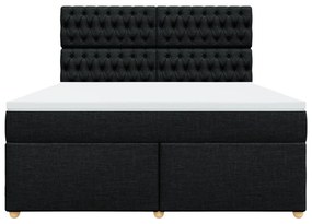 vidaXL Κρεβάτι Boxspring με Στρώμα Μαύρο 180x200 εκ. Υφασμάτινο