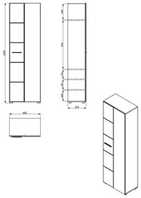 Έπιπλο Χολ Beny 2K OG Λευκό - Λευκή Λάκα 60x35x192,5 εκ.