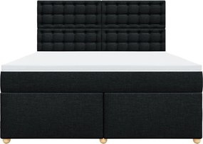 vidaXL Κρεβάτι Boxspring με Στρώμα Μαύρο 180x200 εκ. Υφασμάτινο