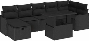 vidaXL Σετ Καναπέ Κήπου με μαξιλάρι 8 pcs Μαύρο Πολυ ράταν