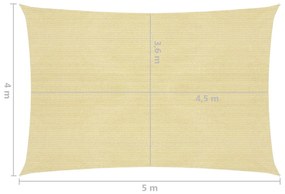 vidaXL Πανί Σκίασης Μπεζ 4 x 5 μ. από HDPE 160 γρ/μ²