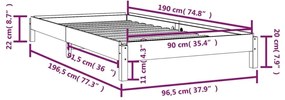 Κρεβάτι Στοιβαζόμενο Μαύρο 90 x 190 εκ. από Μασίφ Ξύλο Πεύκου - Μαύρο