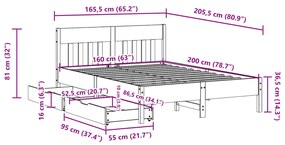 ΣΚΕΛΕΤΟΣ ΚΡΕΒΑΤΙΟΥ ΧΩΡΙΣ ΣΤΡΩΜΑ 160X200 ΕΚ ΜΑΣΙΦ ΞΥΛΟ ΠΕΥΚΟΥ 3301860