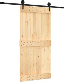 vidaXL Συρόμενη Πόρτα Φυσικό και Μαύρο 100 x 210 cm