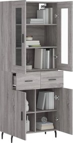 vidaXL Ντουλάπι Γκρι Sonoma 69,5 x 34 x 180 εκ. Επεξεργασμένο Ξύλο