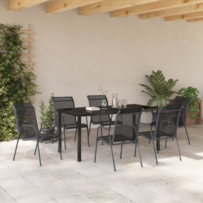 vidaXL Σετ Φαγητού Κήπου  7 τεμαχίων Μαύρο Τεξτιλίνη και Χάλυβας