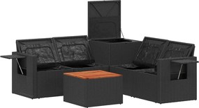 vidaXL Σετ Καναπέ 6 τμχ. Μαύρο και Κρεμ Λευκό 55 x 55 x 37 εκ