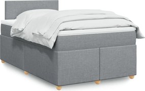 vidaXL Κρεβάτι Boxspring με Στρώμα Ανοιχτό Γκρι 120x190 εκ. Υφασμάτινο