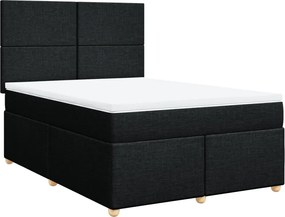 vidaXL Κρεβάτι Boxspring με Στρώμα Μαύρο 140x190 εκ. Υφασμάτινο