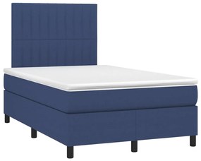 vidaXL Κρεβάτι Boxspring με Στρώμα &amp; LED Μπλε 120x200 εκ. Υφασμάτινο