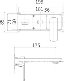 Orabella Ardesia 10346 Black Matt - Εντοιχιζόμενη μπαταρία νιπτήρα