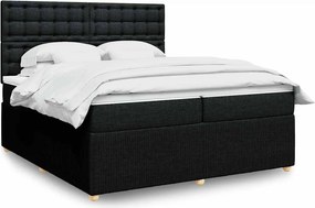 vidaXL Κρεβάτι Boxspring με Στρώμα Μαύρο 200x200 εκ. Υφασμάτινο