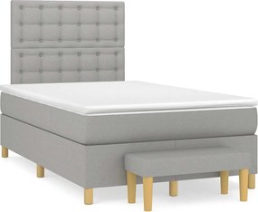 vidaXL Κρεβάτι Boxspring με Στρώμα Ανοιχτό Γκρι 120x190 εκ. Υφασμάτινο