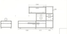 Σύνθετο Σαλονιού 277,5/40/137 εκ., Golda 1, Genomax