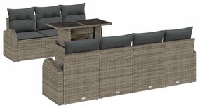 vidaXL Σετ Καναπέ Κήπου με μαξιλάρι 8 pcs Γκρι Πολυ ράταν