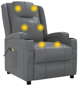 vidaXL Πολυθρόνα Μασάζ με Ανύψωση Ανθρακί από Συνθετικό Δέρμα