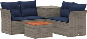 vidaXL Σετ Καναπέ 6 τμχ. Γκρι και Navy Blue 55 x 55 x 37 cm