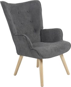 Πολυθρόνα Fluffy pakoworld ύφασμα ανθρακί-φυσικό 75x69x96εκ