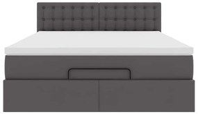 Οθωμανικό κρεβάτι με στρώματα &amp; LEDs Γκρι Faux Leather 3312155