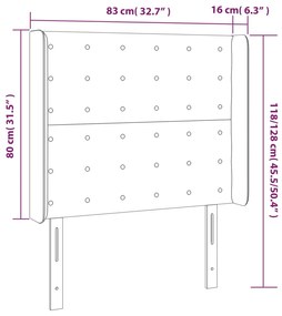 vidaXL Κεφαλάρι Κρεβατιού LED Μαύρο 83x16x118/128εκ. Υφασμάτινο