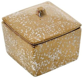 Διακοσμητικό Δοχείο Με Καπάκι ROD211K4 10,5x10,5x9cm White-Gold Espiel Κεραμικό