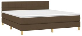 Κρεβάτι Boxspring με Στρώμα Σκούρο Καφέ 180x200 εκ Υφασμάτινο - Καφέ