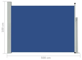 Σκίαστρο Πλαϊνό Συρόμενο Βεράντας Μπλε 100 x 500 εκ. - Μπλε