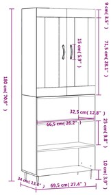 Ντουλάπι Καφέ Δρυς 69,5 x 34 x 180 εκ. από Επεξεργασμένο Ξύλο - Καφέ