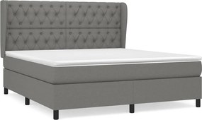 vidaXL Κρεβάτι Boxspring με Στρώμα Σκούρο Γκρι 160x200 εκ Υφασμάτινο