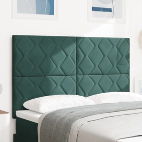 vidaXL LED Κεφαλάρι Σχεδιασμού Διαμαντιών Σκούρο Πράσινο 144 εκ. Βελούδο
