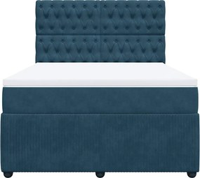 vidaXL Κρεβάτι Boxspring με Στρώμα Μπλε 140x200 εκ. Βελούδινο