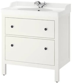 HEMNES/RUTSJON βάση νιπτήρα με συρτάρια/νιπτήρα/μπαταρία, 82x49x95 cm 295.376.42