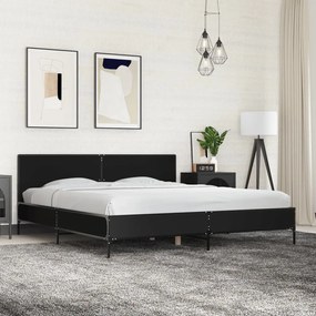 vidaXL Πλαίσιο Κρεβατιού Μαύρο 180 x 200 εκ. Επεξ. Ξύλο &amp; Μέταλλο