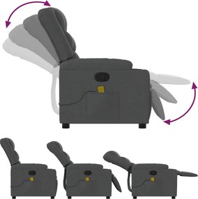 vidaXL Πολυθρόνα Μασάζ Ανακλινόμενη Σκούρο Γκρι Υφασμάτινη