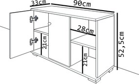 Έπιπλο εισόδου Deril pakoworld λευκό-sonoma 90x33x52.5εκ