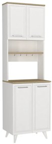 Έπιπλο κουζίνας Potter 2 Megapap χρώμα λευκό - rota oak 60x40x196,1εκ.
