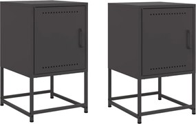 vidaXL Κομοδίνα 2 τεμ. Μαύρα 36x39x60,5 εκ. Χάλυβα