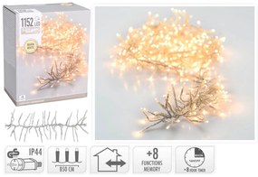 1152 Φωτάκια LED - 8.4 Μέτρα + 3 Μέτρα σύνδεσης, Κανονική Διάταξη, με χειριστήριο, 8 προγράμματα, Διάφανο καλώδιο PVC - Θερμό Λευκό