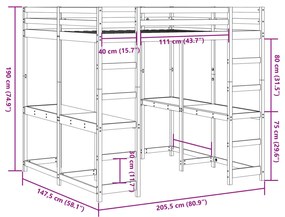 ΚΡΕΒΑΤΙ ΥΠΕΡΥΨΩΜΕΝΟ ΓΡΑΦΕΙΟ/ΣΚΑΛΑ 140X200 ΕΚ. ΜΑΣΙΦ ΞΥΛΟ ΠΕΥΚΟΥ 3284238