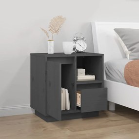 vidaXL Κομοδίνο Γκρι 50x34x50 εκ. από Μασίφ Ξύλο Πεύκου