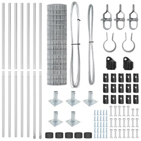 vidaXL Euro Fence με 7 Φλαγγισμένους Πόλους 1.2x10 μ Γαλβανισμένο Χάλυβα